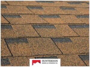 closeup view of brown asphalt shingle roofing
